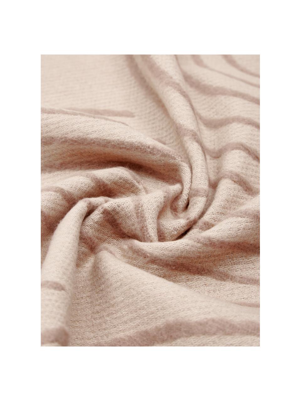 Manta doble cara de algodón Deco, 85% algodón, 15% poliacrílico, Beige, marrón, An 130 x L 200 cm