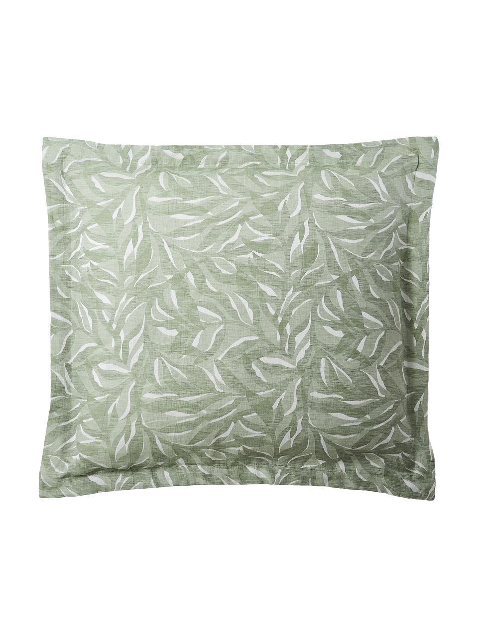 Poszewka na poduszkę z bawełny i lnu Amita, Szałwiowy zielony, we wzór, S 70 x D 80 cm