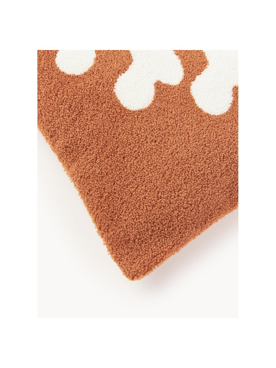 Funda de cojín con inscripción invernal Janara, 100% algodón, Ocre, blanco, An 30 x L 50 cm
