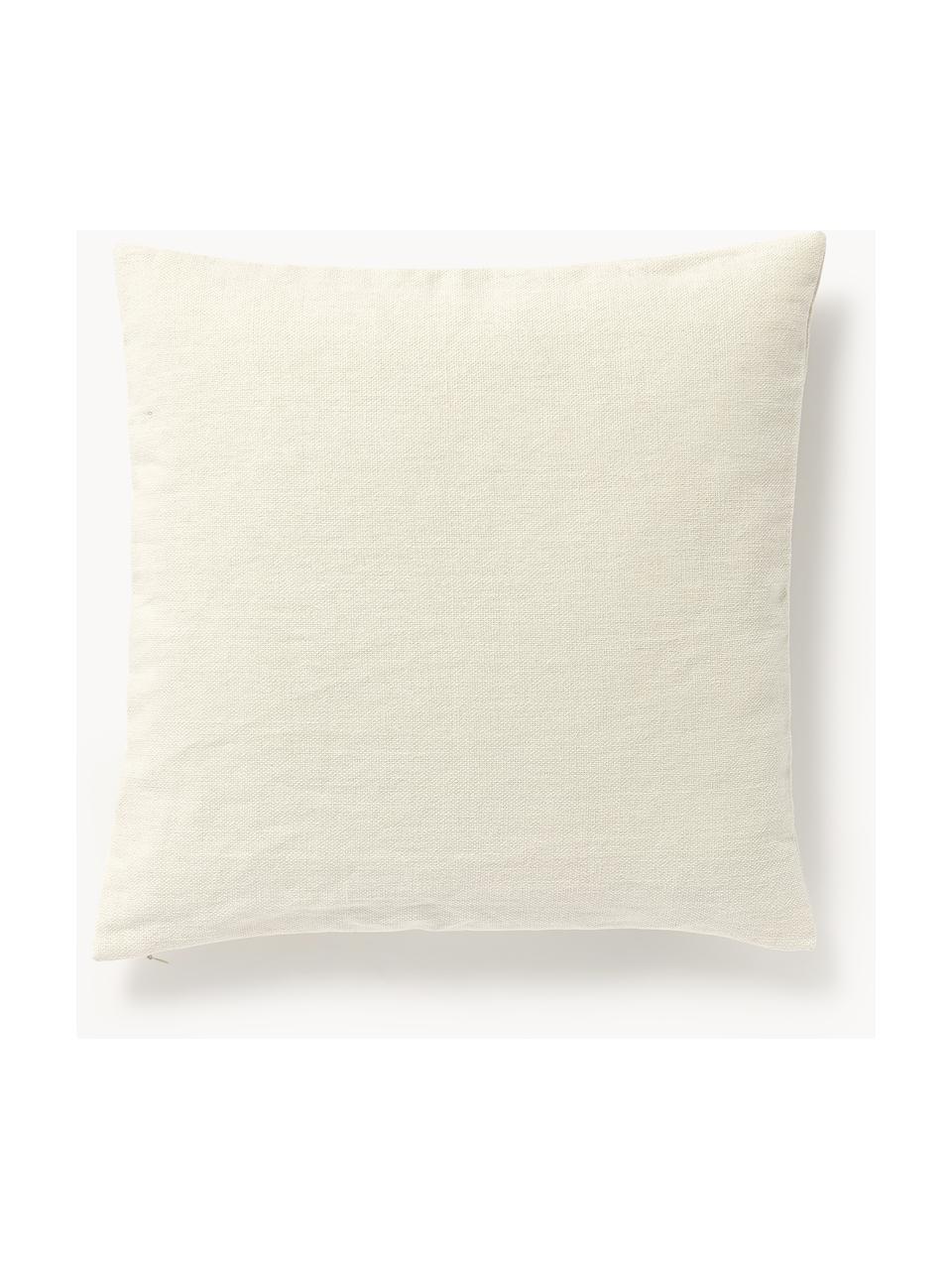 Outdoor-Kissenhülle Aryna mit dekorativer Verzierung, 100 % Leinen, European Flax zertifiziert, Off White, Beige, B 45 x L 45 cm