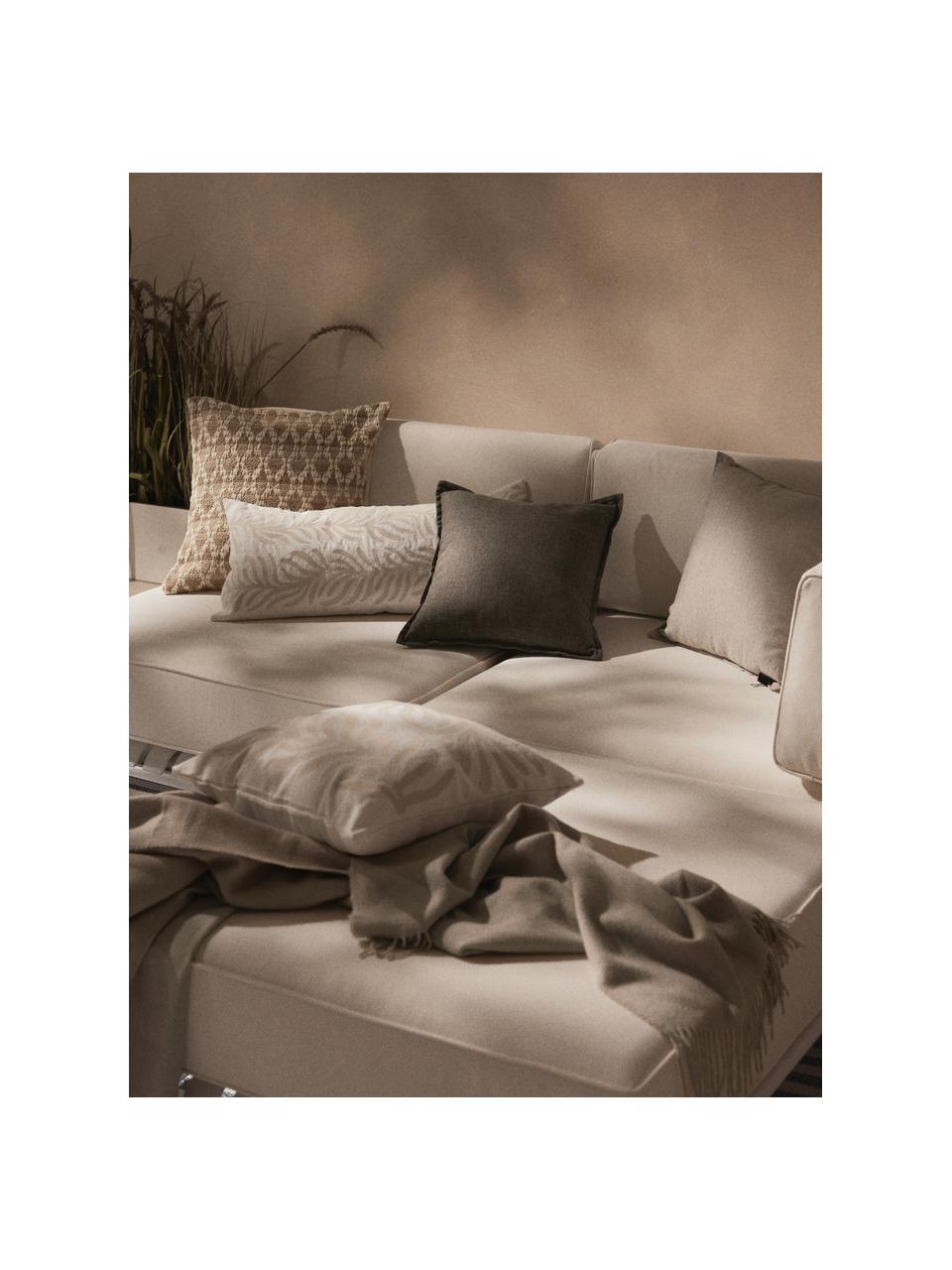 Outdoor kussenhoes Aryna met decoratie, 100% linnen, European Flax gecertificeerd, Gebroken wit, beige, B 45 x L 45 cm