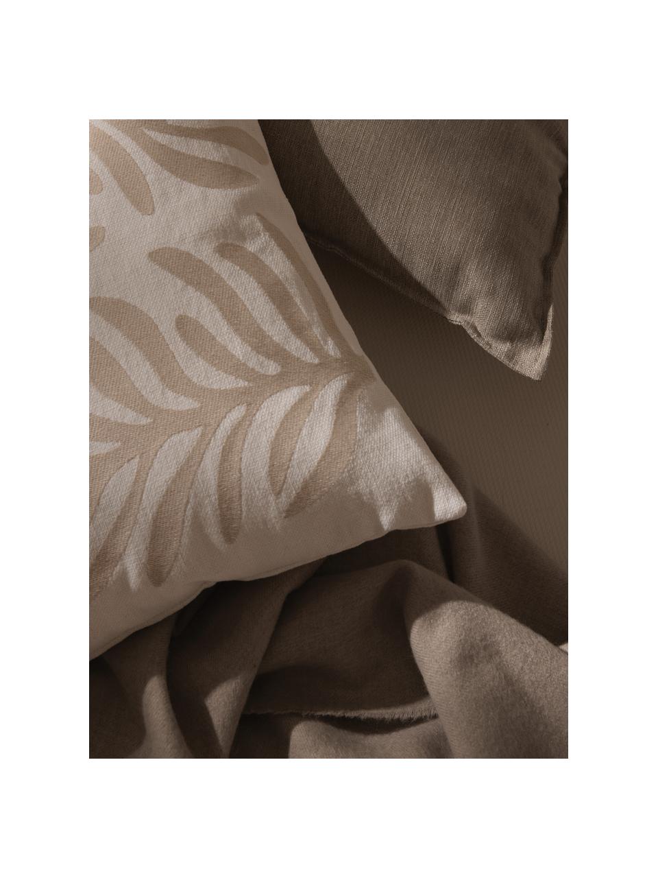 Outdoor kussenhoes Aryna met decoratie, 100% linnen, European Flax gecertificeerd, Gebroken wit, beige, B 45 x L 45 cm