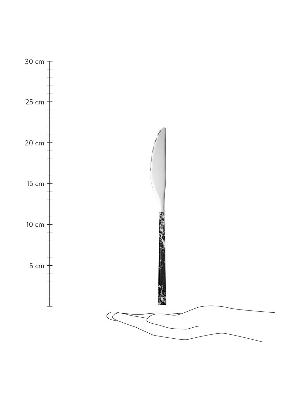 Besteck-Set Oslo mit Griffen in Marmoroptik, 4 Personen (16-tlg.), Griff: Kunststoff (ABS), Schwarz, marmoriert, Edelstahl, L 23 cm