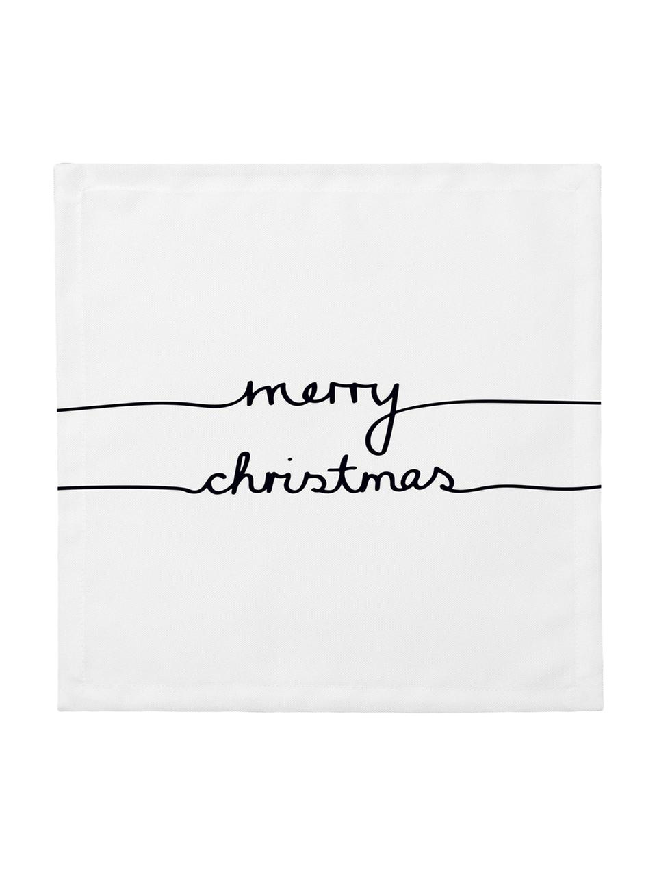 Tovagliolo di stoffa Merry Christmas, 4 pz., Cotone, Bianco, nero, Larg. 40 x Lung. 40 cm