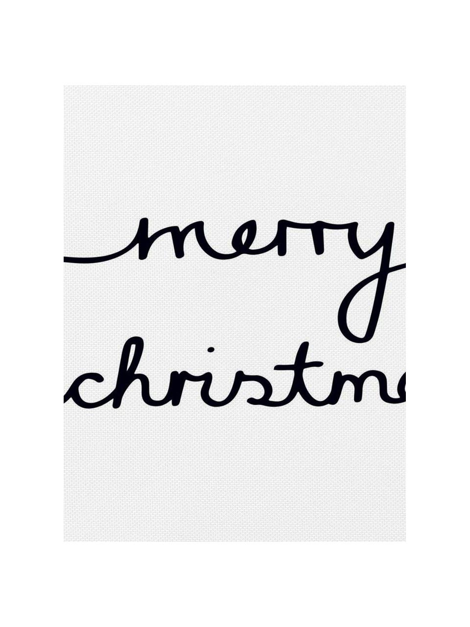 Stoffen servetten Merry Christmas, 4 stuks, Katoen, Wit, zwart, 40 x 40 cm