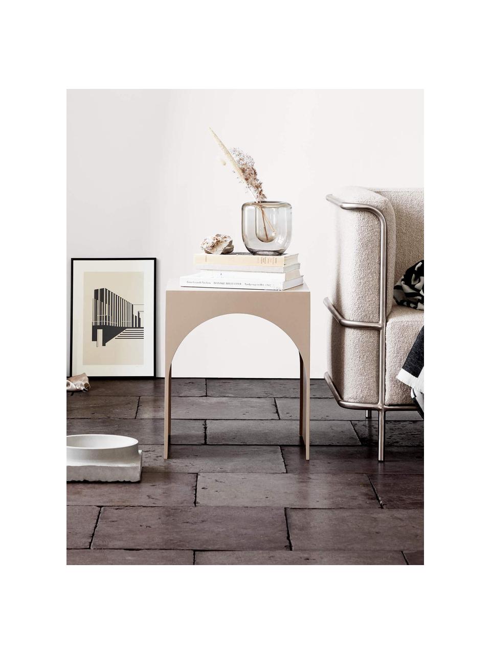 Table d'appoint en métal Arch, Acier, revêtement par poudre, Beige, larg. 40 x long. 46 cm