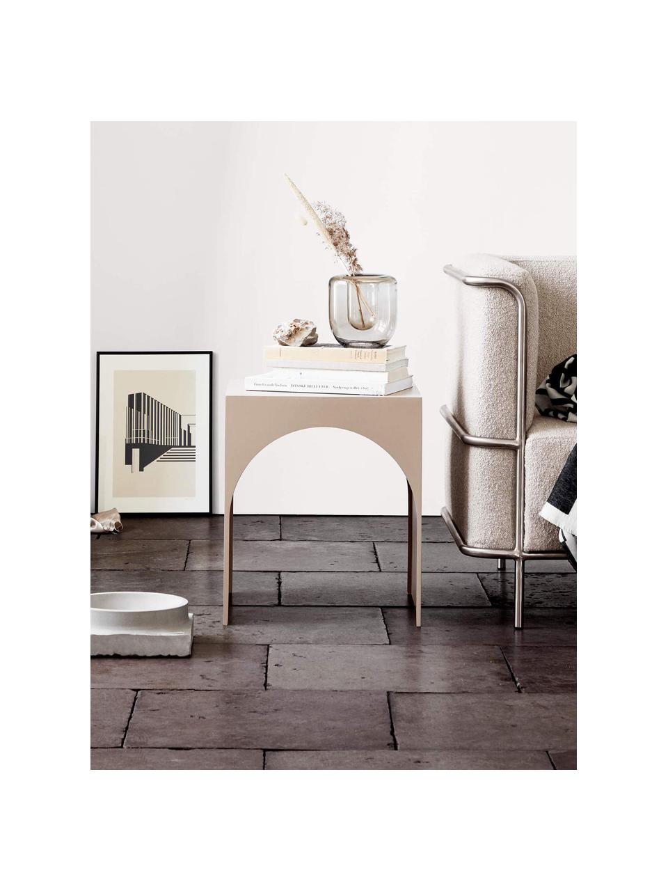 Kovový odkládací stolek Arch, Ocel s práškovým nástřikem, Béžová, Š 40 cm, V 46 cm