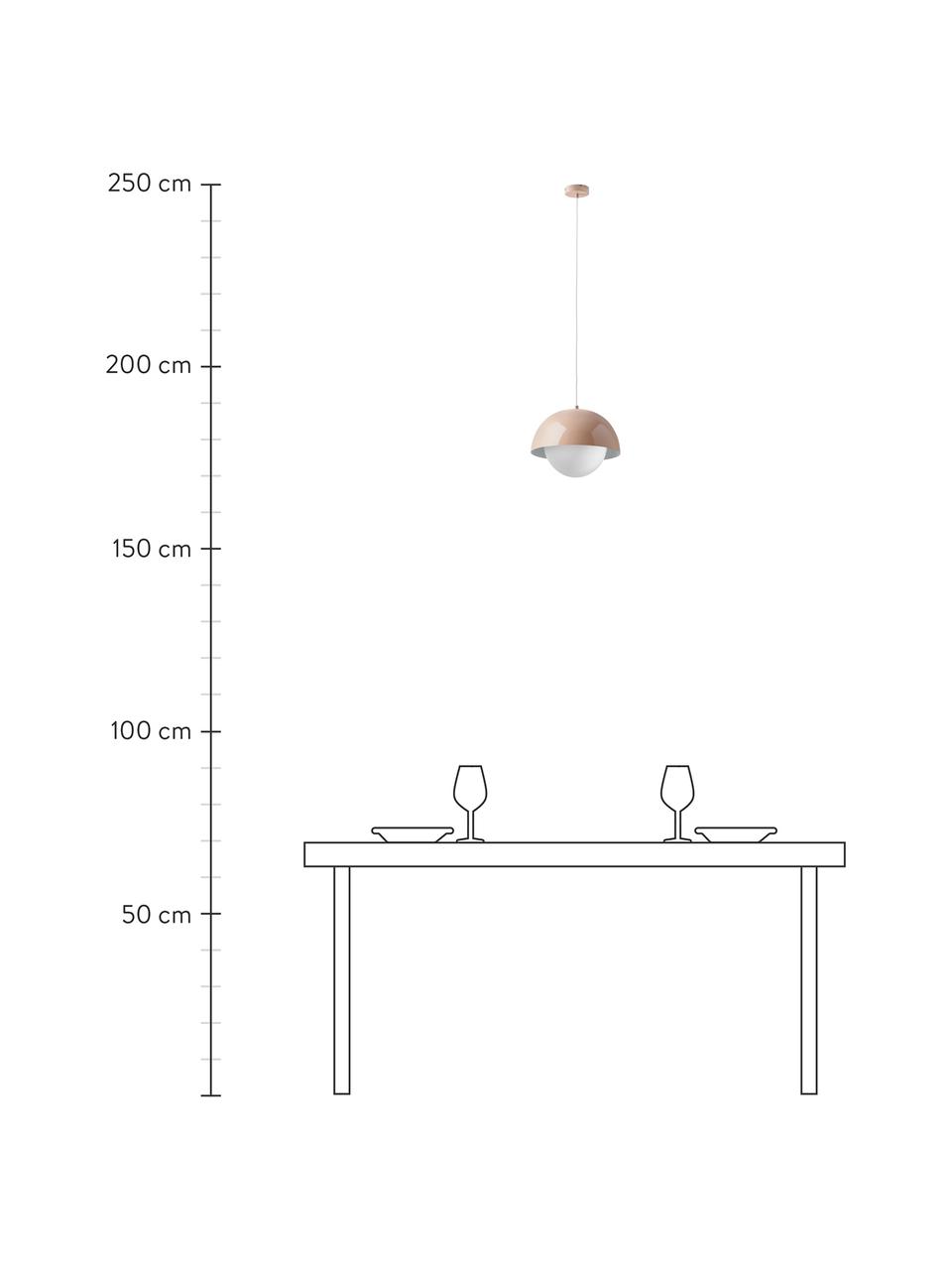 Pendelleuchte Lucille, Baldachin: Metall, gebürstet, Weiß, Rosa, Ø 35 x H 30 cm