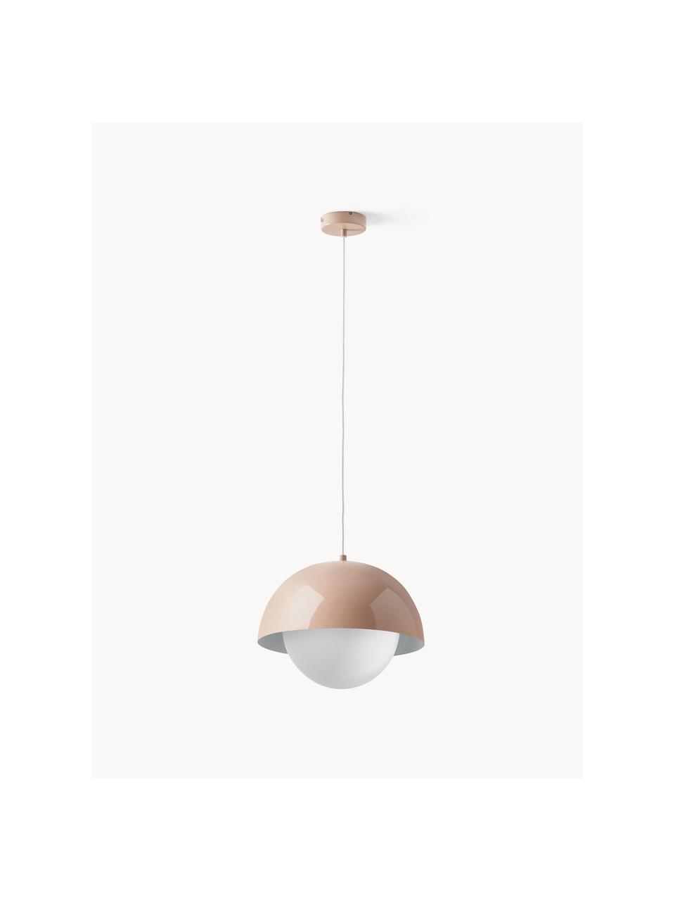 Hanglamp Lucille met opaalglas, Wit, perzik, Ø 35 x H 30 cm