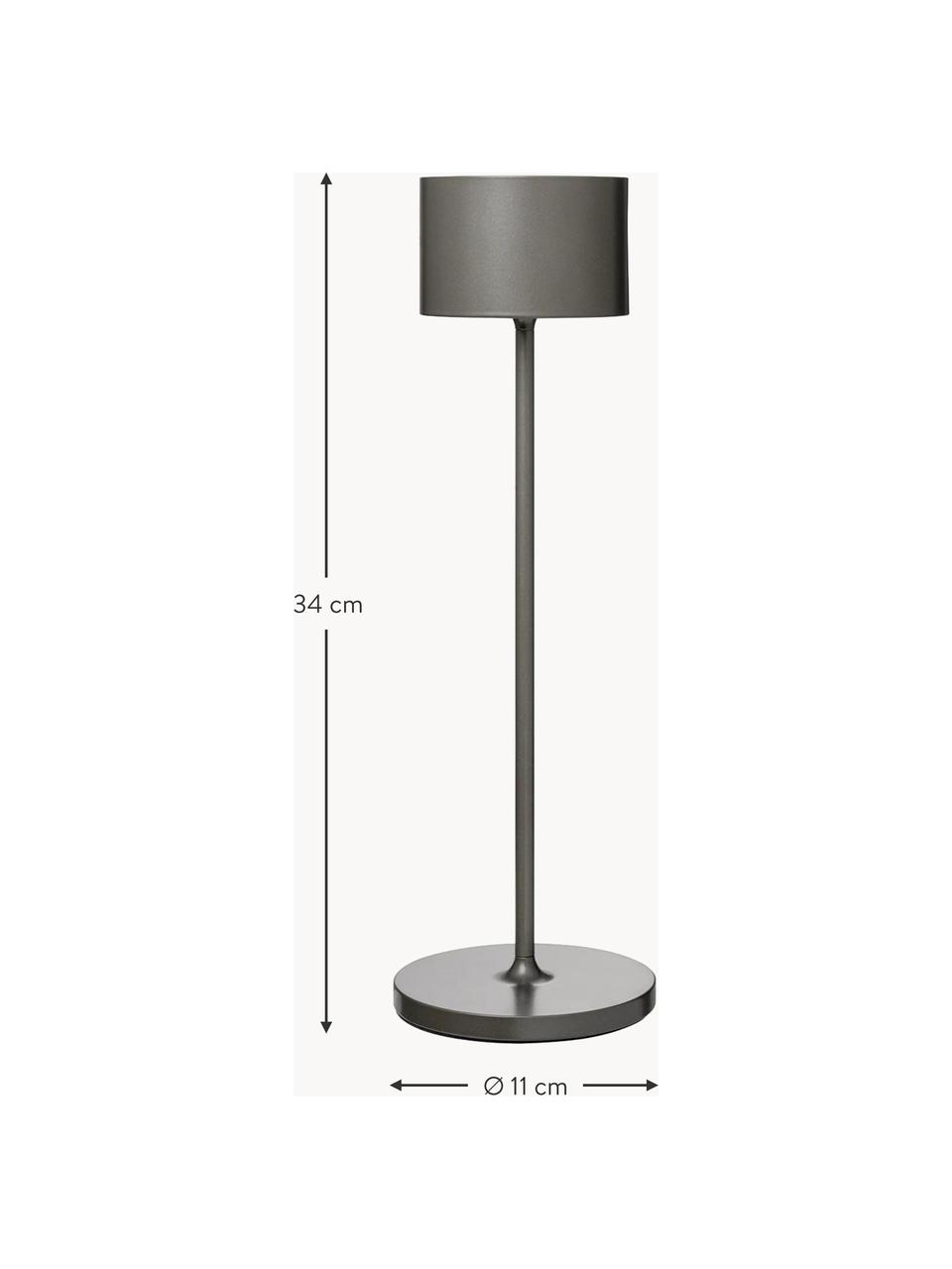 Lámpara de mesa LED regulable para exterior Farol, portátil, Lámpara: aluminio con pintura en p, Cable: plástico, Gris pardo, Ø 11 x Al 34 cm
