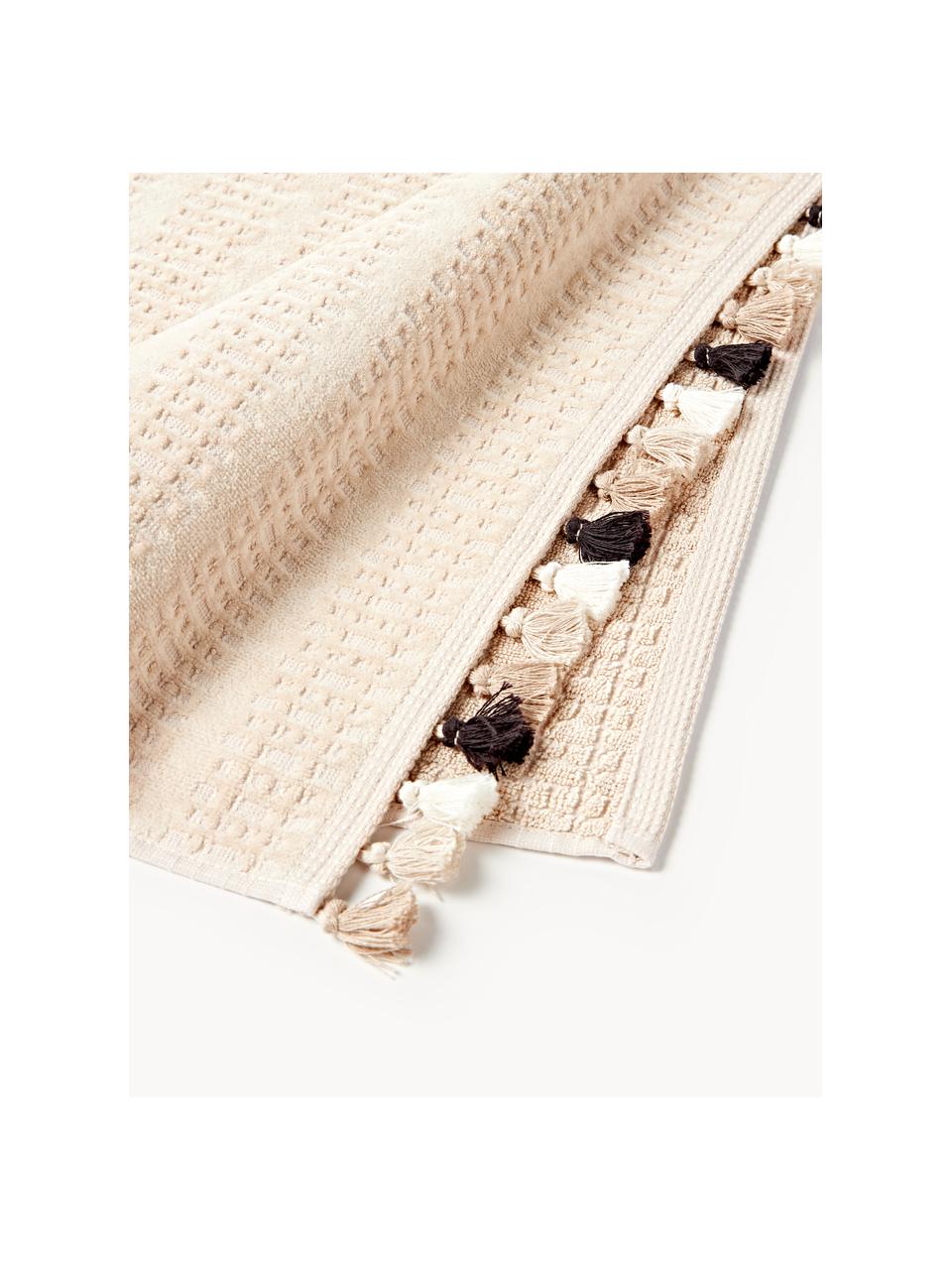 Serviette de toilette en velours avec franges Tallulah, tailles variées, Beige, multicolore, Serviettes de toilette, larg. 50 x long. 100 cm, 2 pièces