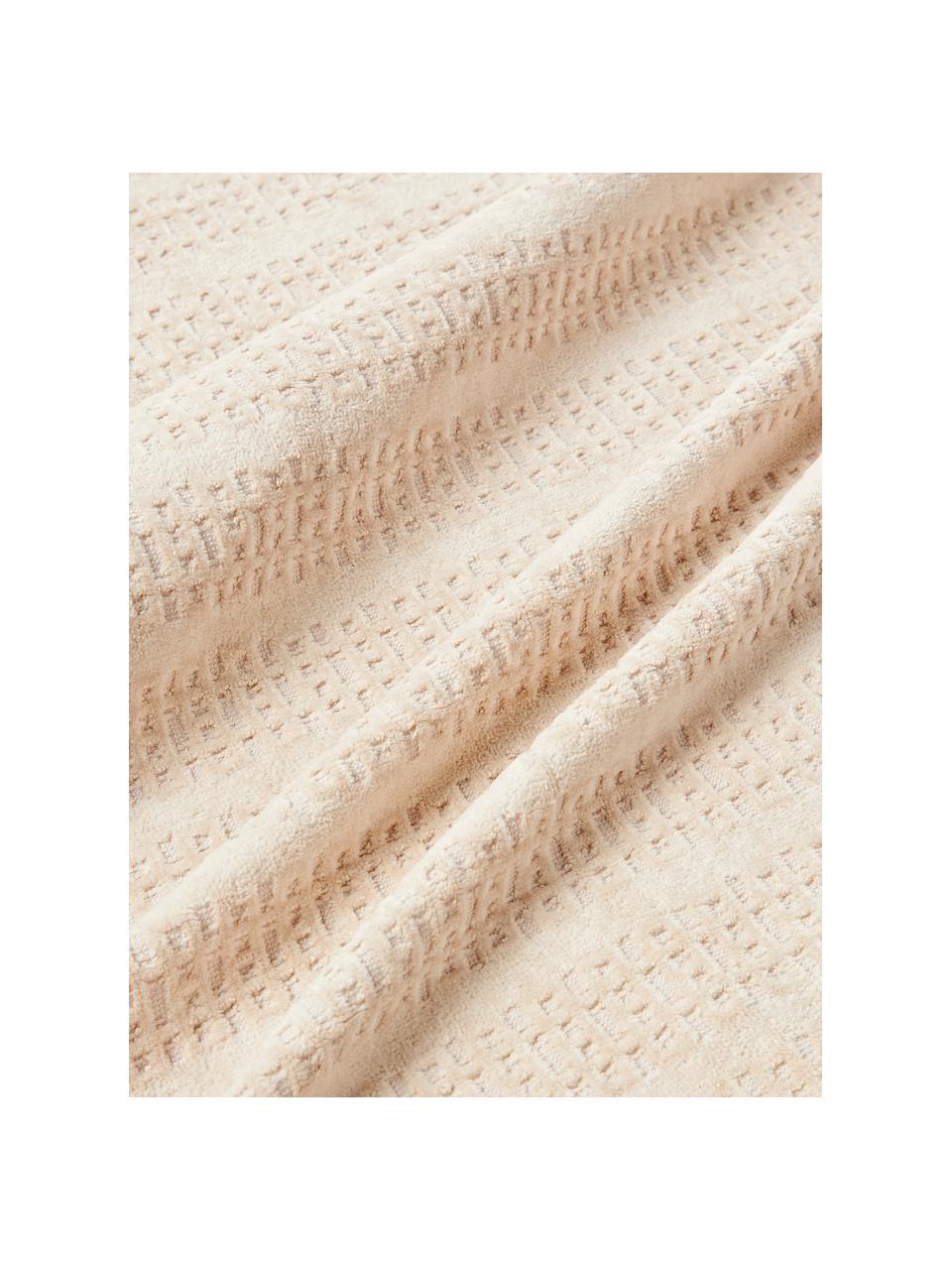 Toalla de terciopelo con flecos Tallulah, tamaños diferentes, Beige, tonos blancos y beige, Toallas lavabo, An 50 x L 100 cm, 2 uds.