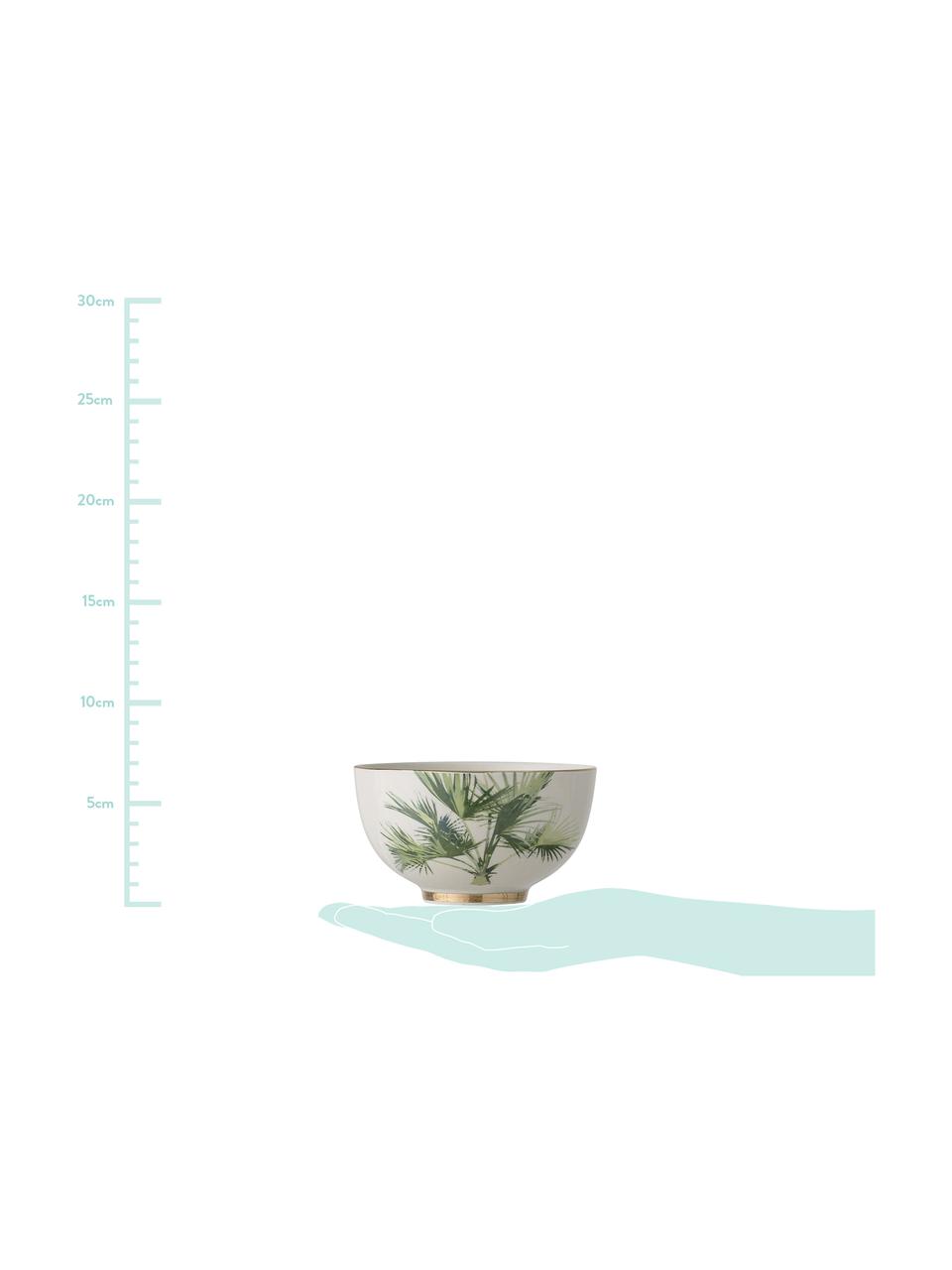 Schälchen Aruba mit tropischem Motiv, 4 Stück, Steingut, Cremeweiss, Grün, Ø 12 x H 7 cm