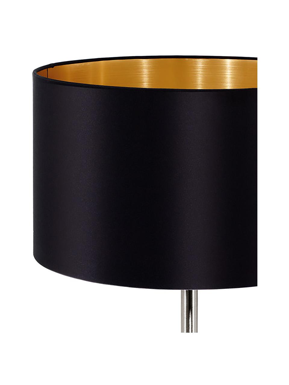 Tafellamp Jamie met goudkleurige decoratie, Lampvoet: vernikkeld metaal, Zwart, zilverkleurig, Ø 23 x H 42 cm