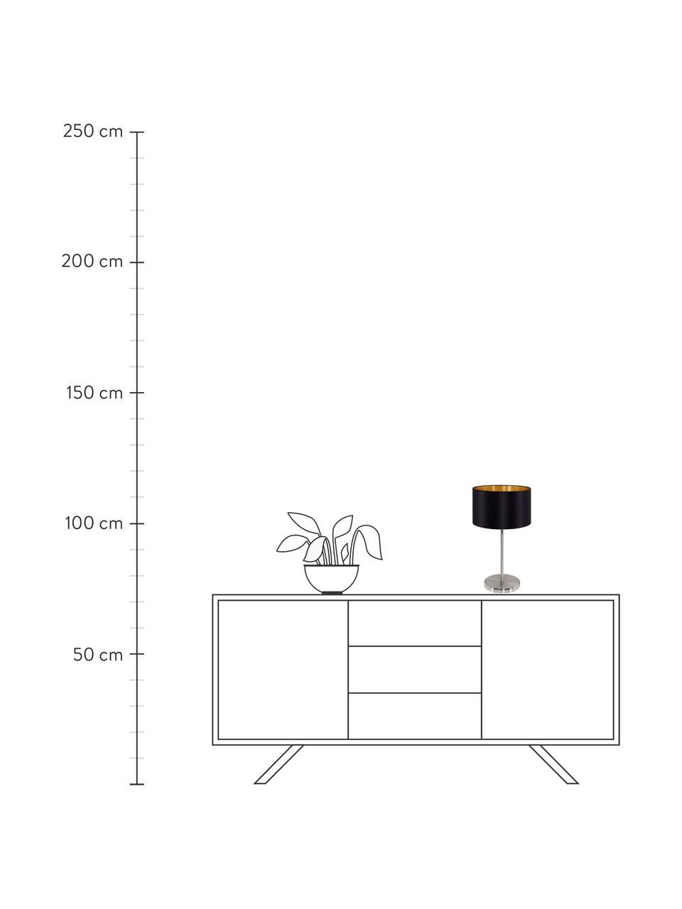 Lámpara de mesa Jamie, Cable: plástico, Negro, plateado, Ø 23 x Al 42 cm