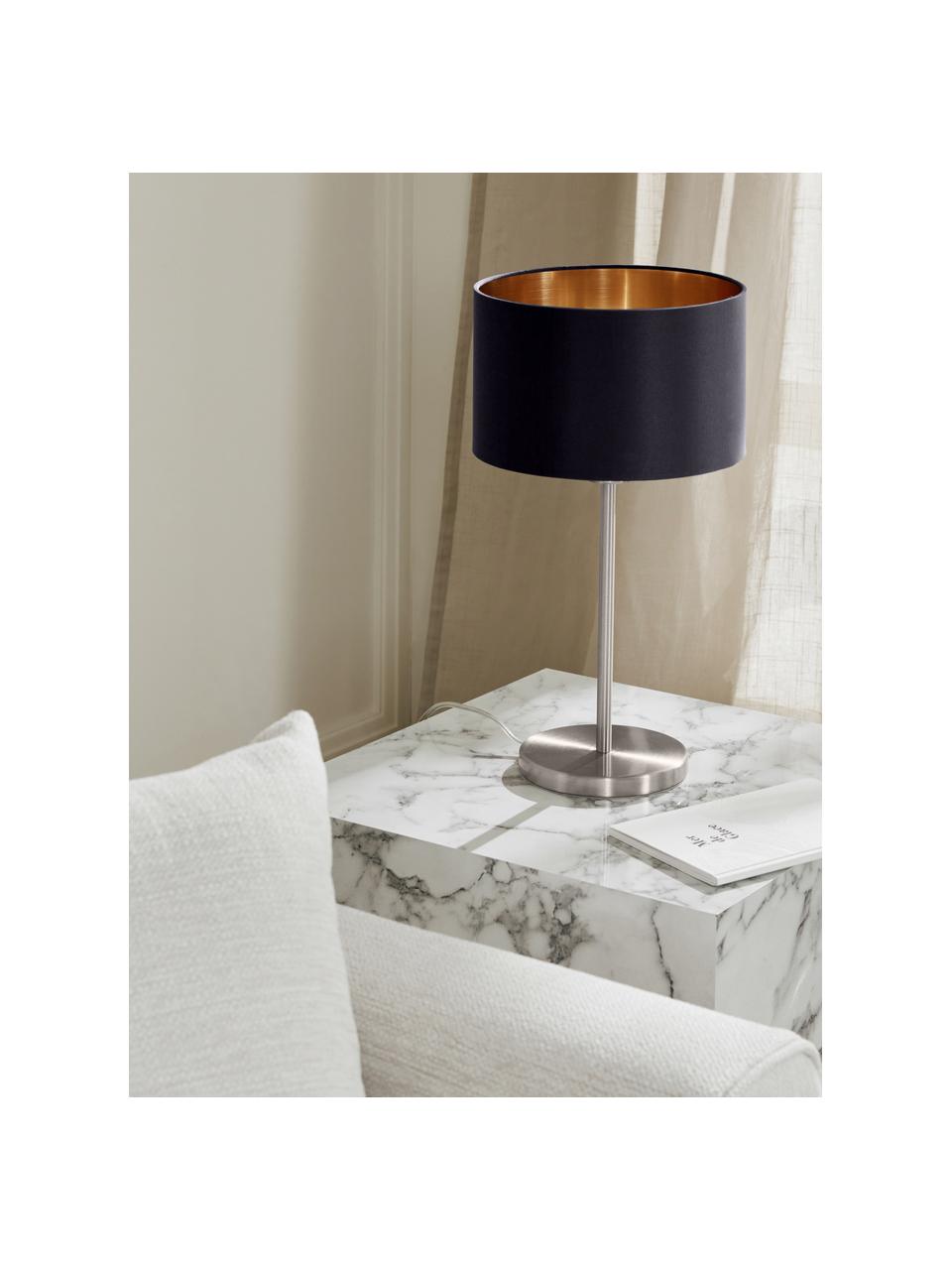 Lámpara de mesa Jamie, Cable: plástico, Negro, plateado, Ø 23 x Al 42 cm