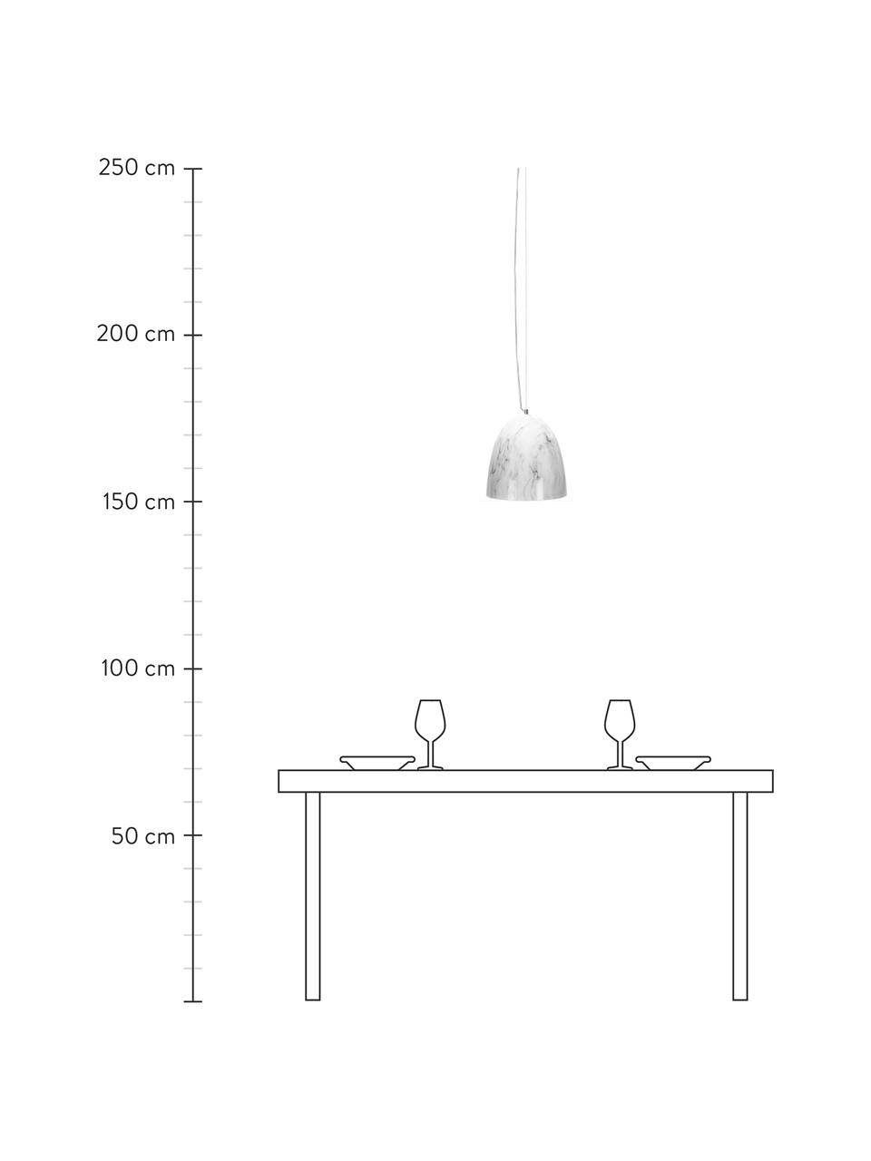 Kleine hanglamp Marriot in marmerlook, Lampenkap: gefolieerd metaal, Decoratie: metaal, Gemarmerd wit, Ø 30 x H 35 cm