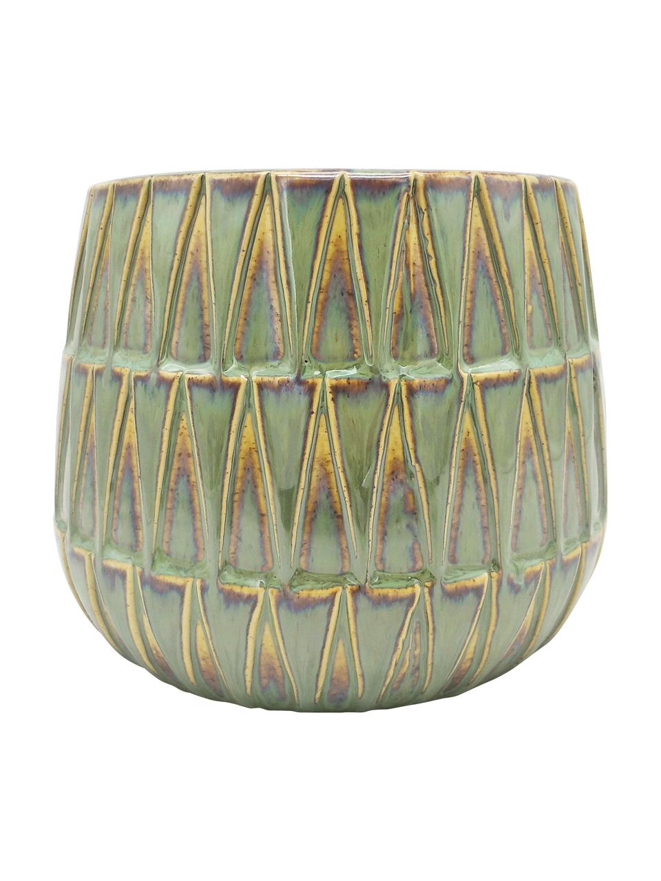 Keramická váza Nomad, Keramika, Zelená, žlutá, Ø 19 cm, V 15 cm