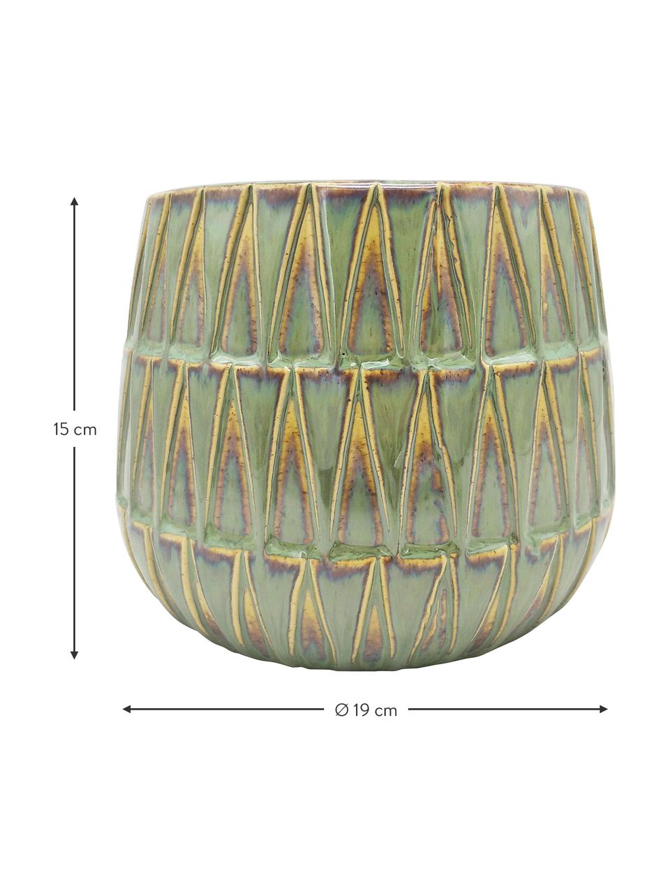 Osłonka na doniczkę z ceramiki Nomad, Ceramika, Zielony, żółty, Ø 19 x W 15 cm