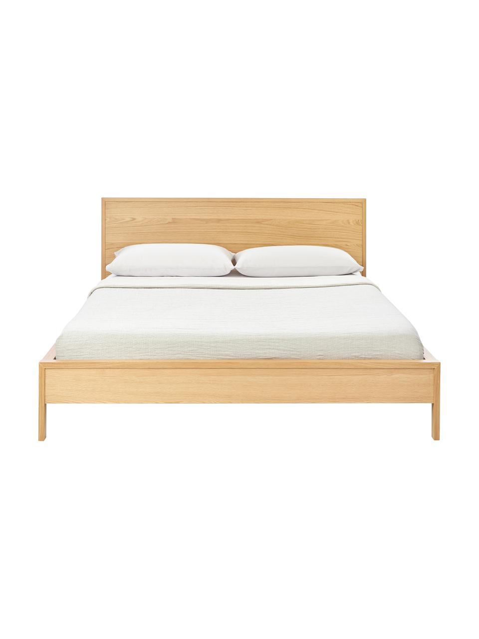 Drevená posteľ s čelom Tammy, Drevo s dubovou dyhou, Dubové drevo, Š 160 x D 200 cm