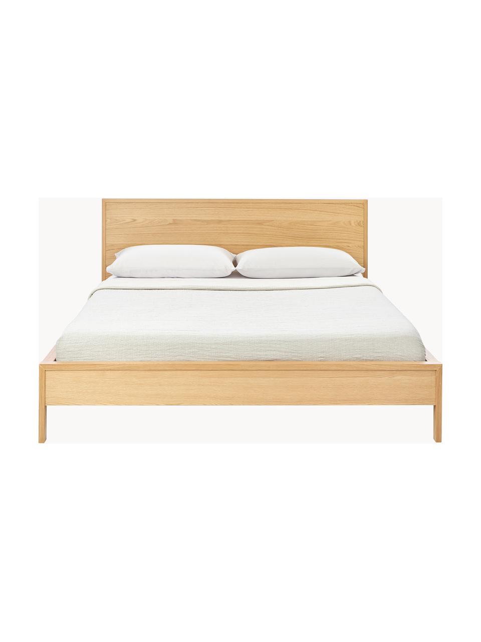 Cama de madera Tamica, con cabecero, Madera chapada en roble, Madera de roble, An 160 x L 200 cm