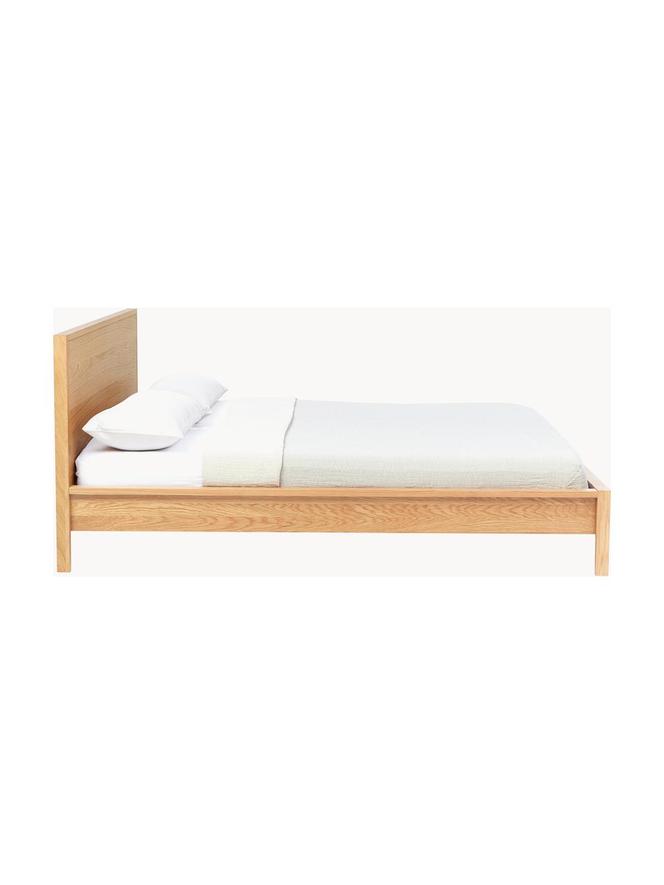 Cama de madera Tamica, con cabecero, Madera chapada en roble, Madera de roble, An 160 x L 200 cm