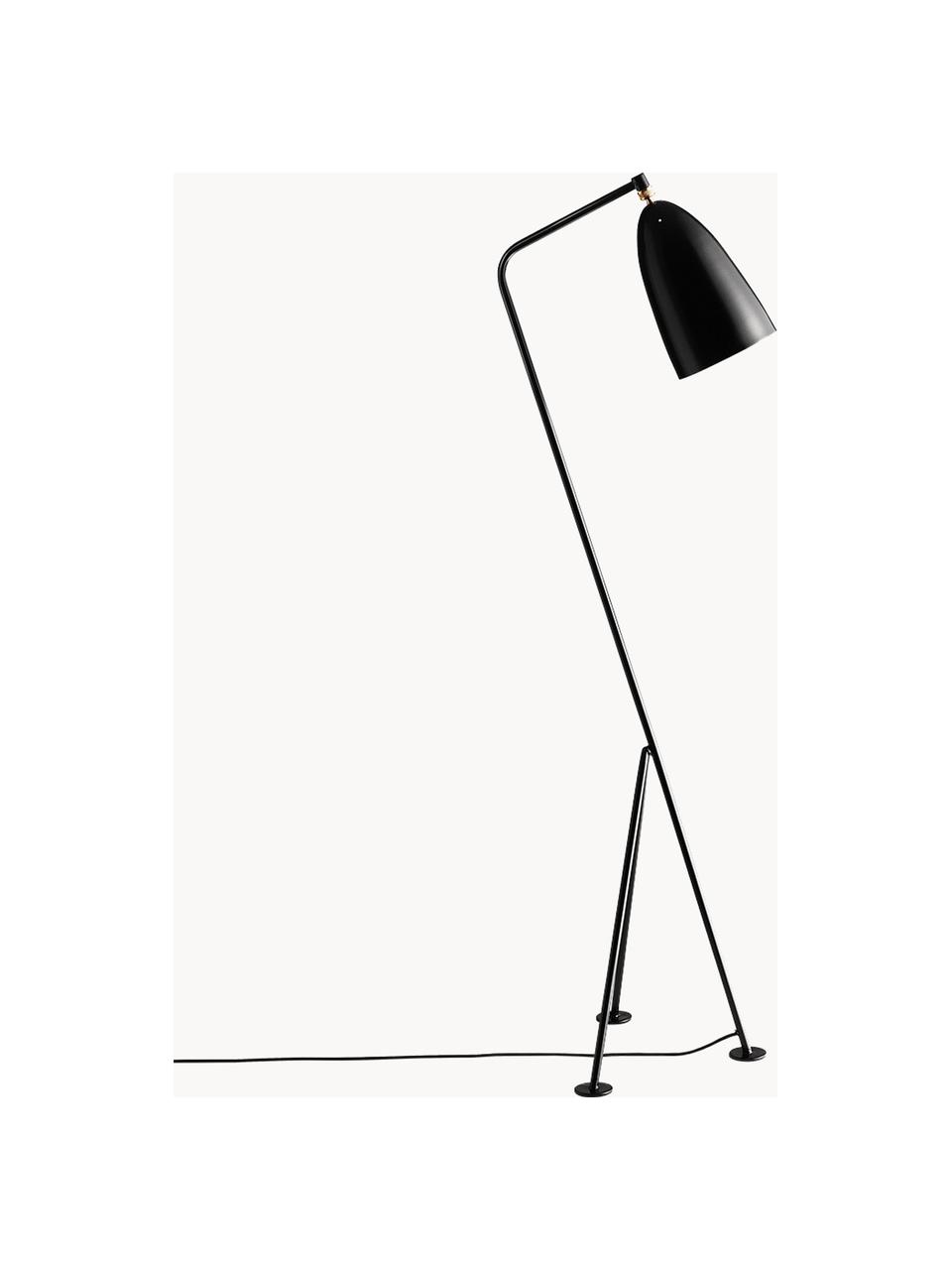 Malá stojací lampa Gräshoppa, Černá, mosazná, Š 44 cm, V 126 cm