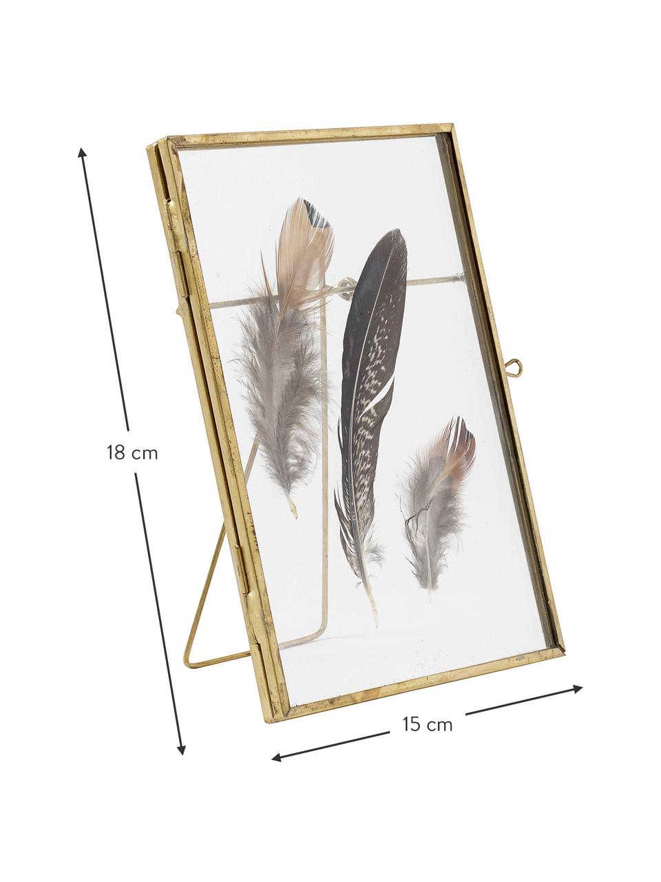 Fotolijstje Pioro met veren, Lijst: gecoat metaal, Messingkleurig, transparant, 13 x 18 cm