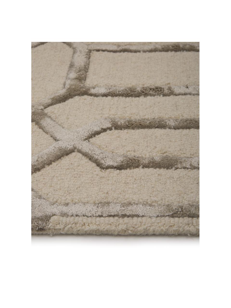 Ręcznie tuftowany dywan z wełny z wypukłą strukturą Vegas, Beżowy, kremowy, S 200 x D 300 cm (Rozmiar L)