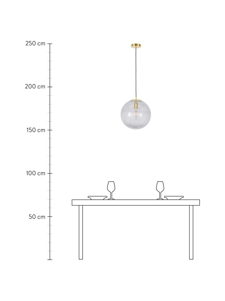 Hanglamp Bao van glas, Lampenkap: glas, Baldakijn: gegalvaniseerd metaal, Blauw, Ø 35 cm