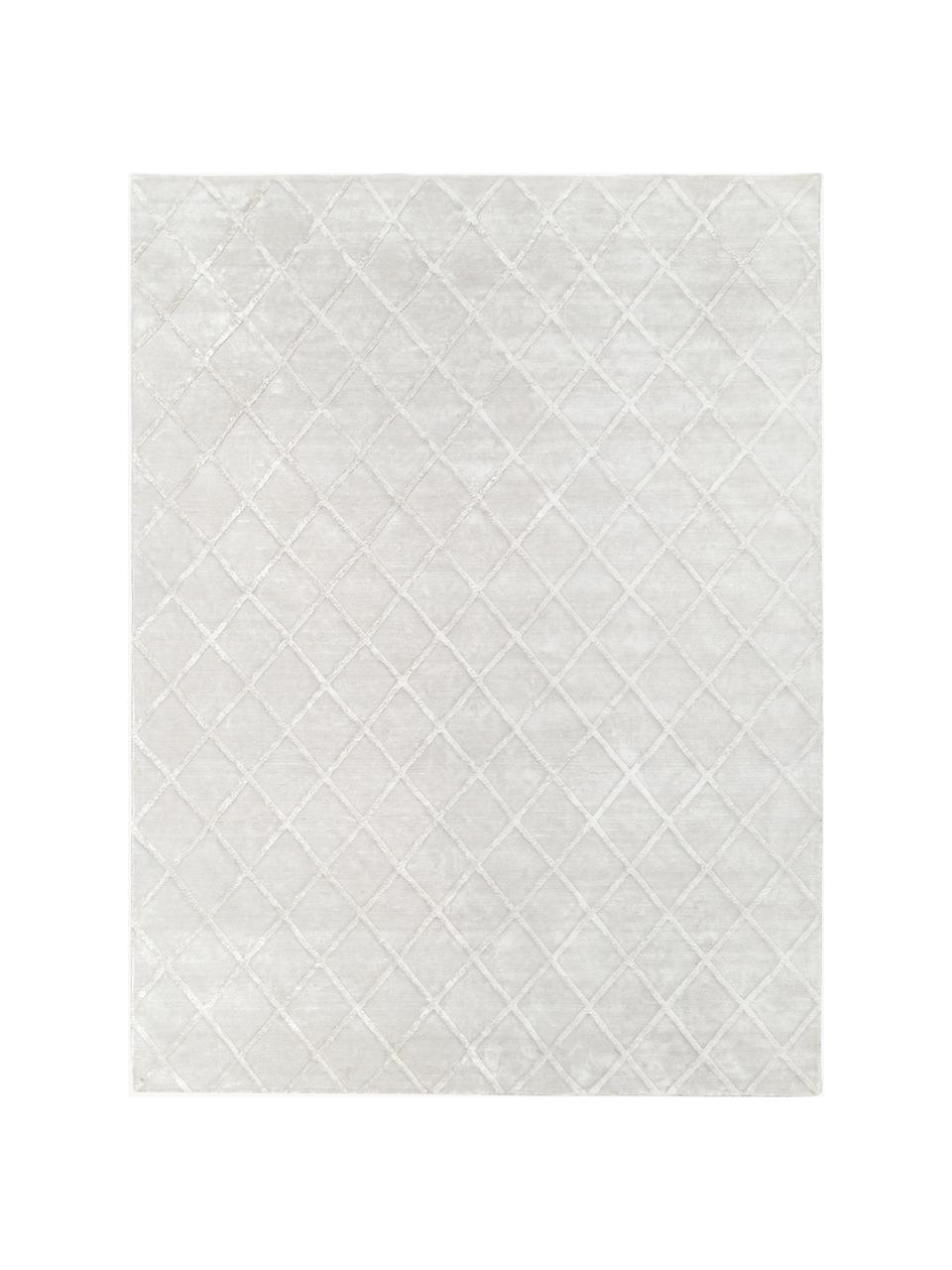 Ručne tuftovaný koberec z viskózy s diamantovým vzorom Shiny, Svetlosivá, Š 300 x D 400 cm (veľkosť XL)