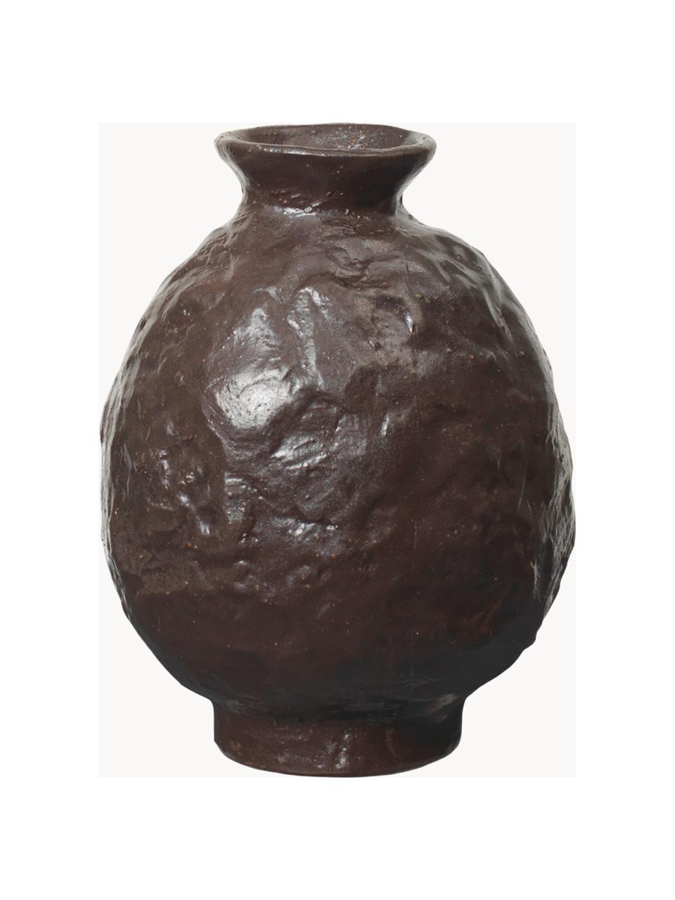 Vase en terre cuite Doro, haut. 16 cm, Terre cuite, émaillée, Brun foncé, Ø 12 x haut. 16 cm