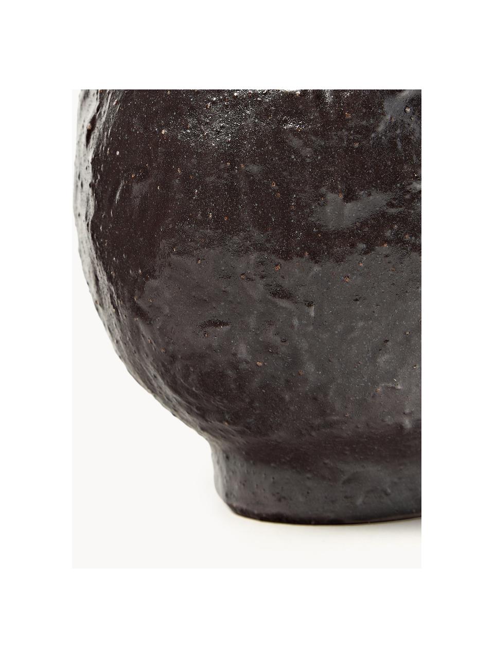 Terrakotta-Vase Doro, H 16 cm, Terrakotta, glasiert, Dunkelbraun, Ø 12 x H 16 cm