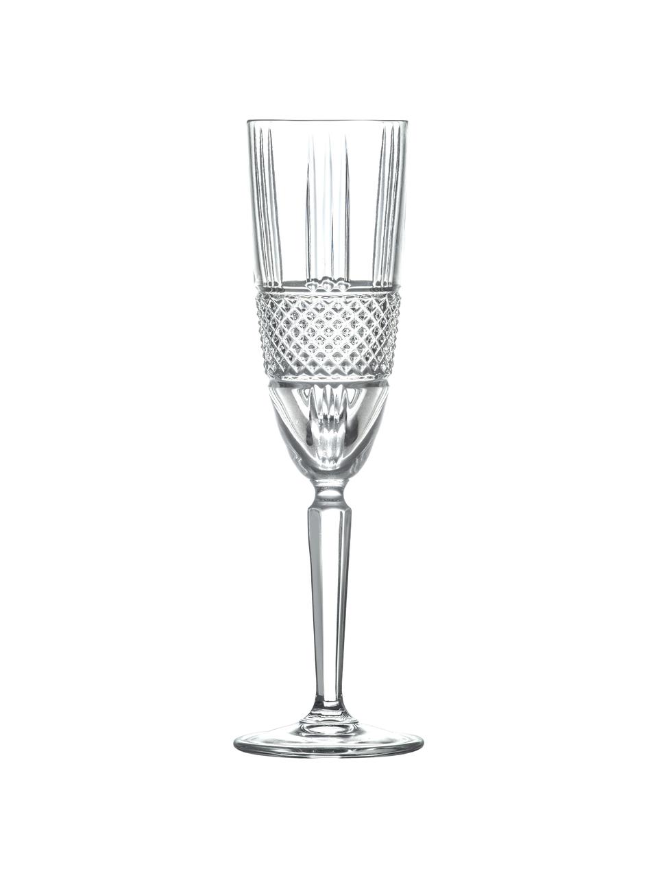 Kristallen champagneglazen Brillante met reliëf, 6 stuks, Kristalglas, Transparant, Ø 6 x 23 cm, 180 ml