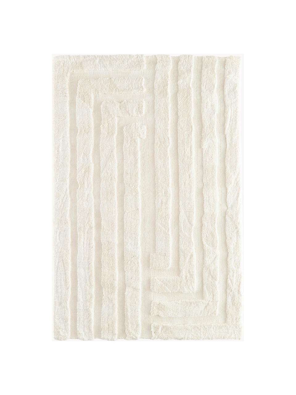 Tapis moelleux à poils longs texturé Genève, Blanc crème, larg. 300 x long. 400 cm (taille XL)