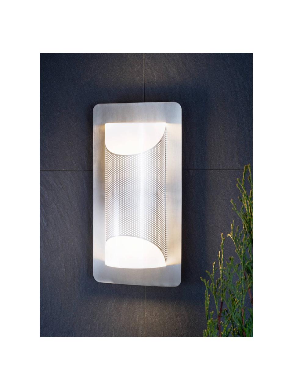 Outdoor wandlamp Cistierna, Binnenkant: kunststof, Edelstaalkleurig, 18 x 35 cm