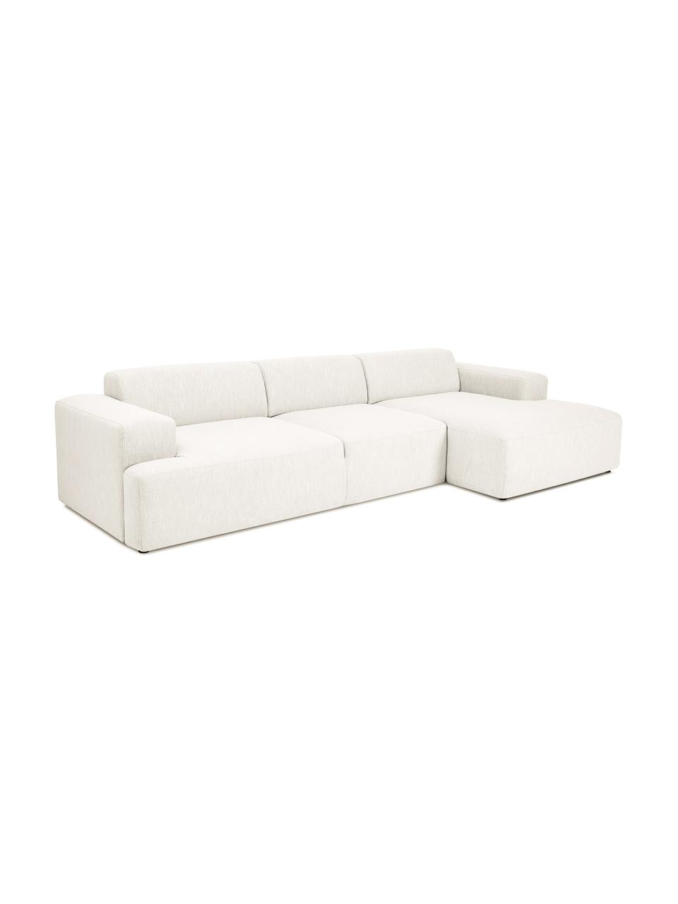 Ecksofa Melva (4-Sitzer) in Beige, Bezug: Polyester Der hochwertige, Gestell: Massives Kiefernholz, Spa, Füße: Kiefernholz Die Füße befi, Webstoff Beige, B 319 x T 144 cm