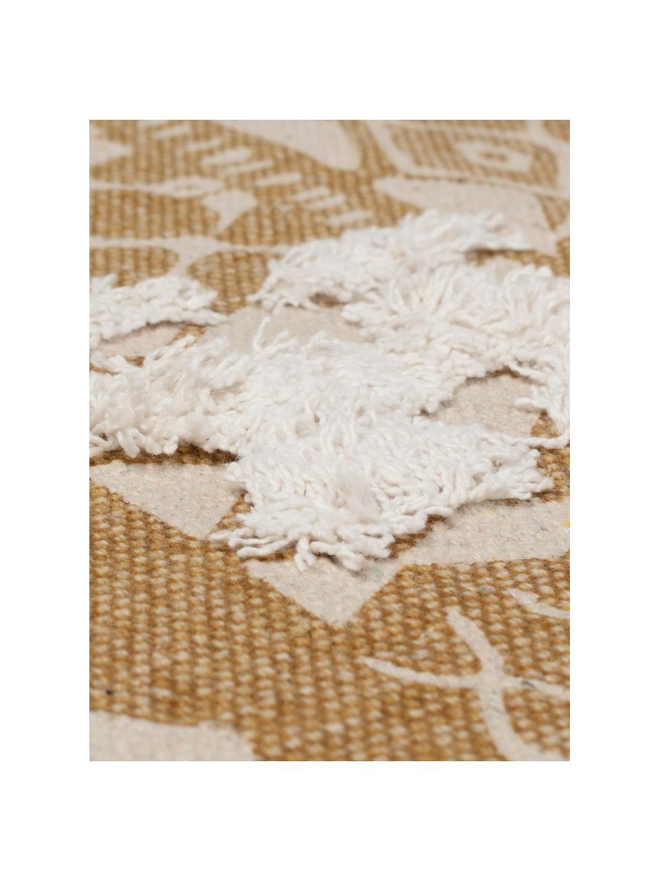 Boho Baumwollteppich Boa mit Hoch-Tief-Muster in Senfgelb/Weiß, 100% Baumwolle, Gelb, Weiß, B 150 x L 200 cm (Größe S)