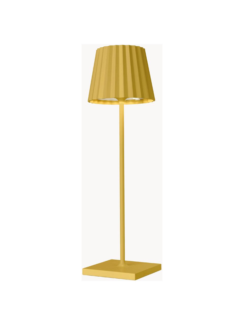 Lampada mobile da tavolo per esterni gialla a LED dimmerabile Trellia, Paralume: alluminio rivestito, Giallo, nero, Ø 12 x Alt. 38 cm