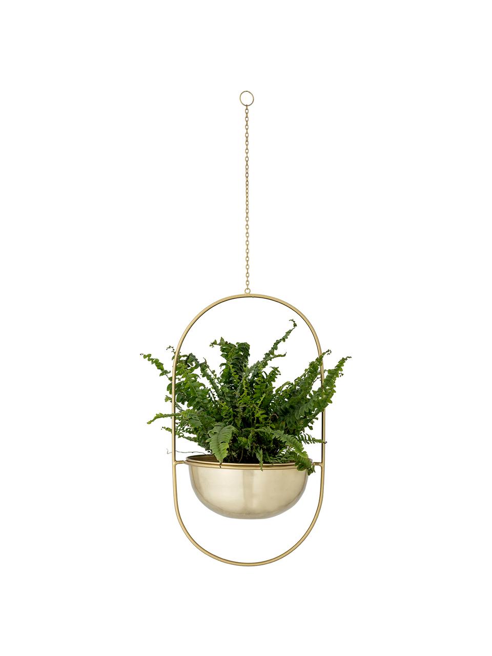 Jardinière suspendue Haley, Métal, enduit, Couleur laitonnée, larg. 26 cm, haut. 47 cm