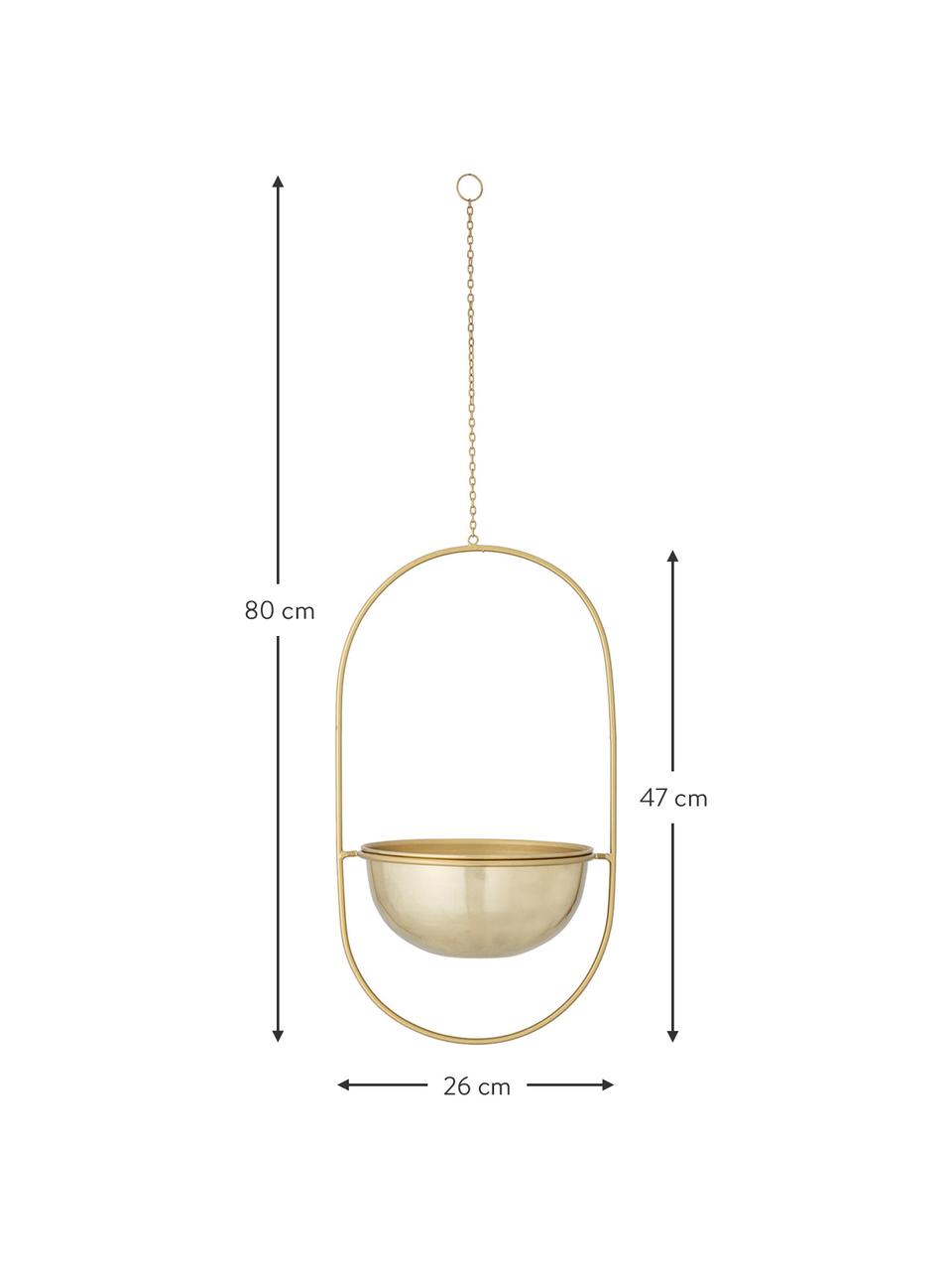 Jardinière suspendue Haley, Métal, enduit, Couleur laitonnée, larg. 26 cm, haut. 47 cm