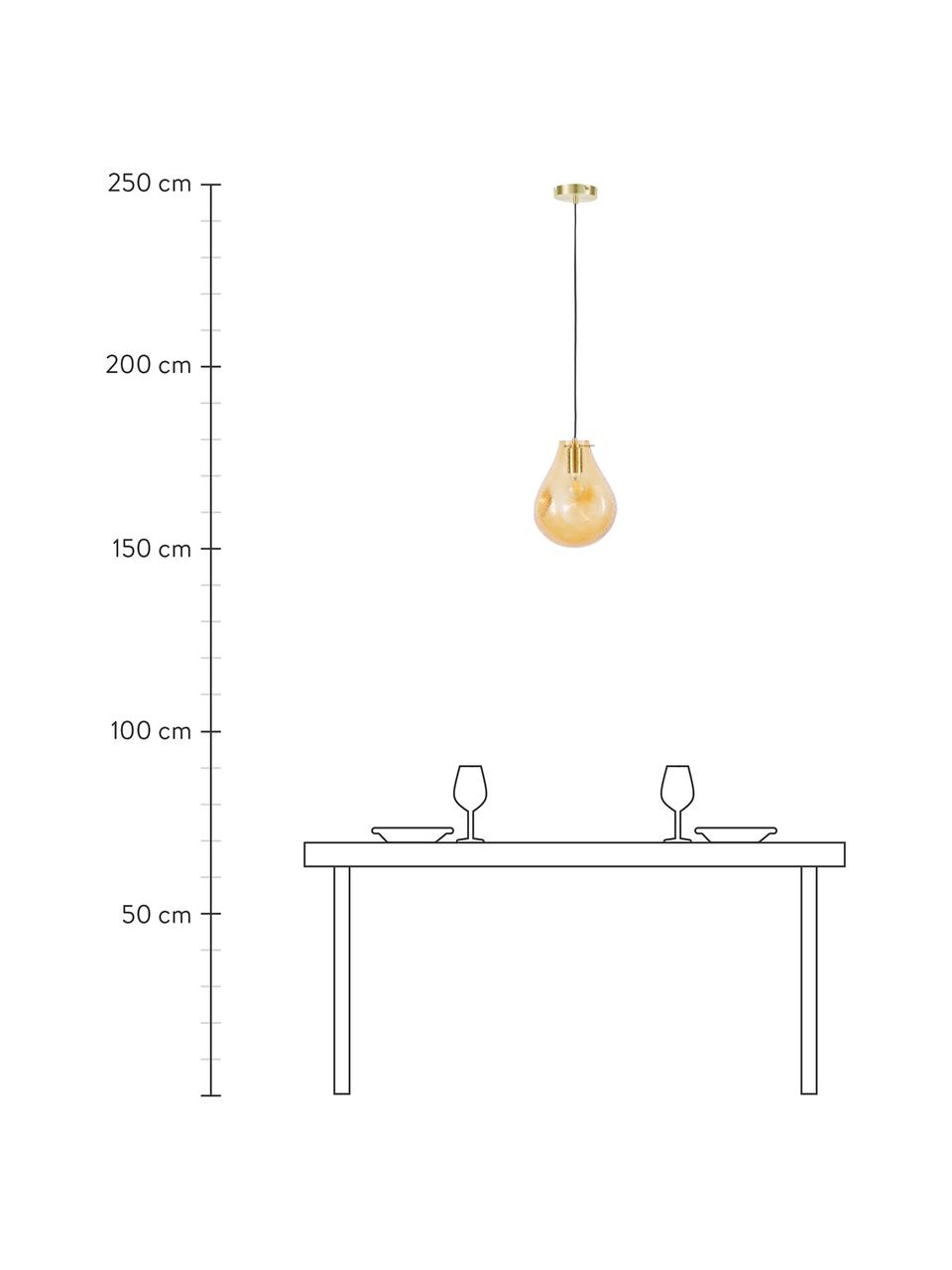 Lampada a sospensione in vetro Kedu, Paralume: vetro, Baldacchino: metallo zincato, Giallo, Ø 23 x Alt. 29 cm