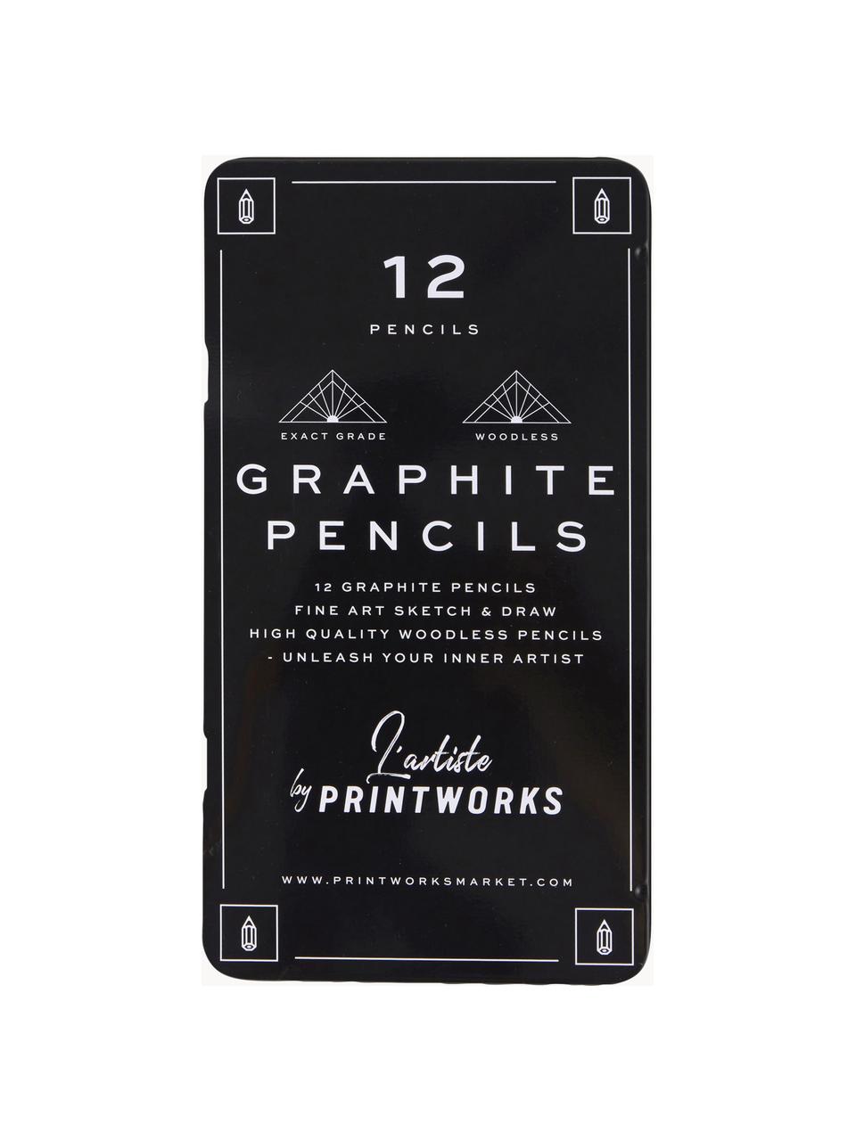 Sada grafitových tužek Graphite, 12 dílů, Černá, Š 11 cm, V 19 cm