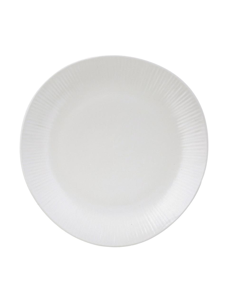 Assiette plate faite main avec rainures légères Sandvig, 4 pièces, Blanc cassé
