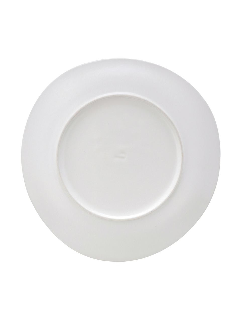 Assiette plate faite main avec rainures légères Sandvig, 4 pièces, Blanc cassé