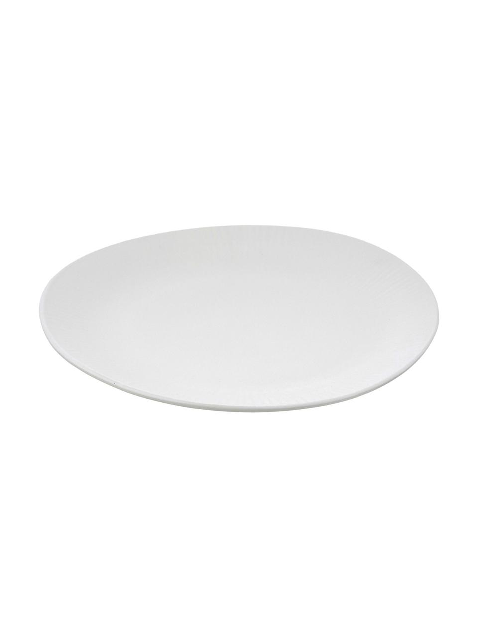 Ručně vyrobený talíř s jemným reliéfem Sandvig, 4 ks, Tlumeně bílá