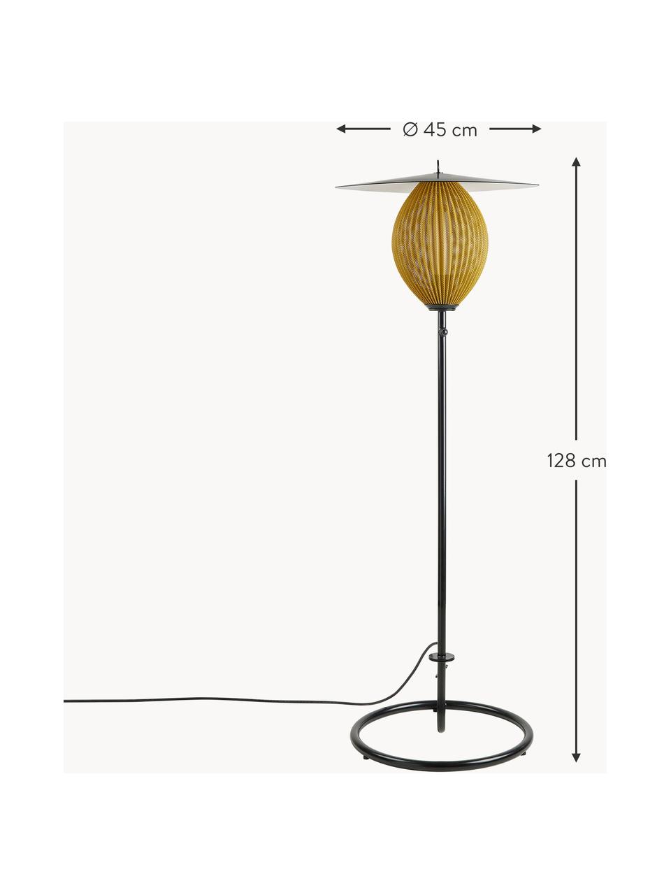 Kleine outdoor vloerlamp Satellite, Lampenkap: plaatstaal, gecoat, Okergeel, zwart, H 128 cm
