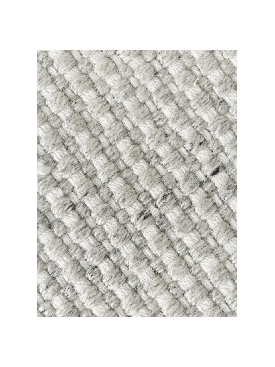 Vlak geweven loper Ryder met franjes, 100% polyester, GRS-gecertificeerd, Lichtgrijs, wit, B 80 x L 250 cm