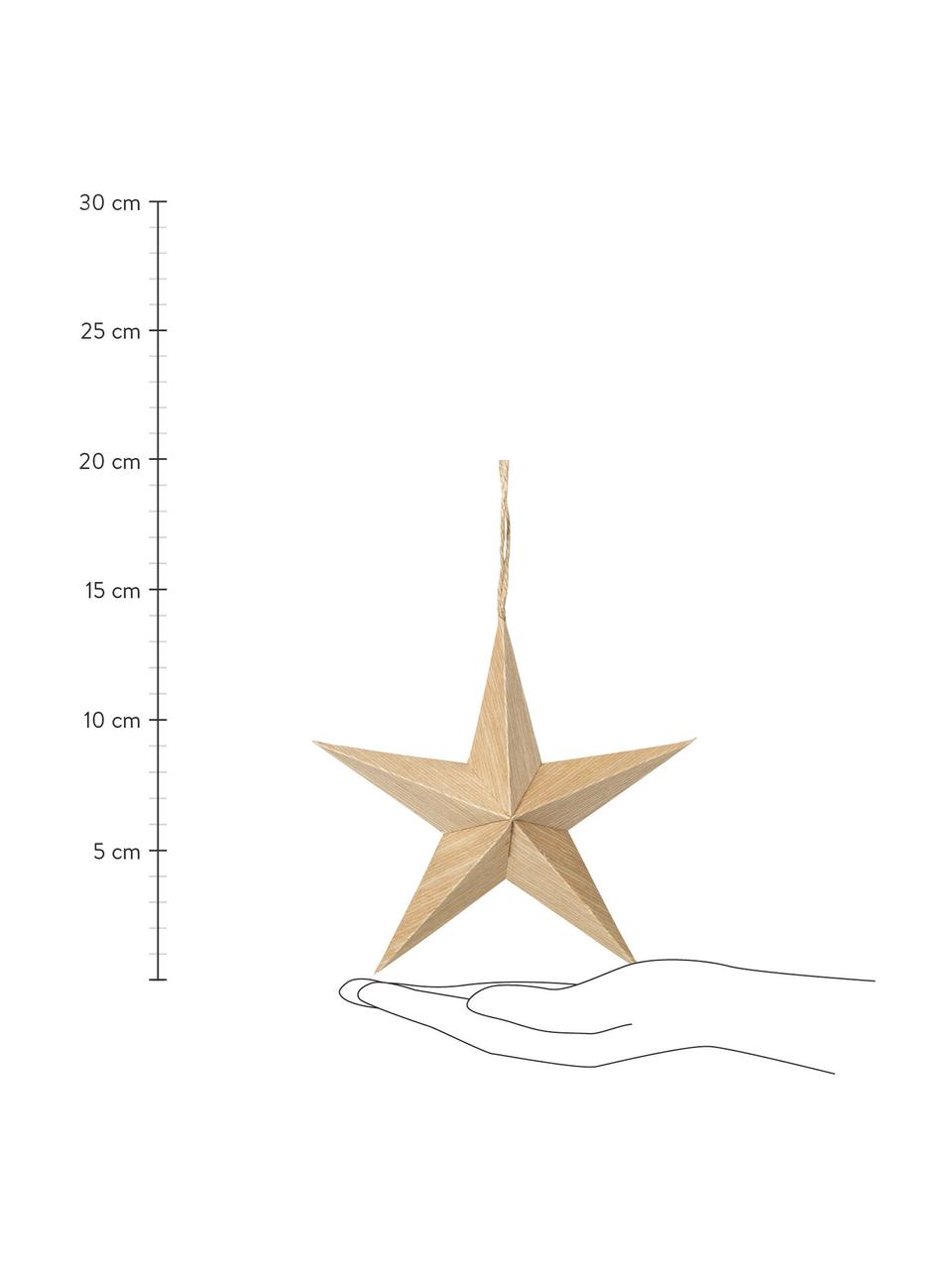 Adornos navideños estrella Venice, 2 uds., Madera de álamo, Claro madera, Ø 15 x Al 5 cm