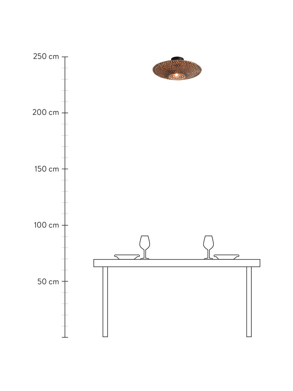 Plafón de bambú Bali, Pantalla: bambú, Anclaje: metal recubierto, Marrón, negro, Ø 44 x Al 12 cm